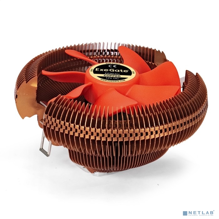 Устройство охлаждения(кулер) Exegate EX286151RUS оранжевый 3-pin 22dB Al+Cu 80W 200gr Ret