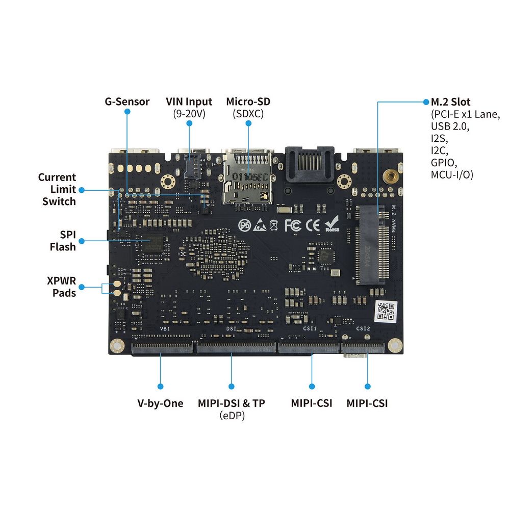 Одноплатный компьютер Khadas VIM4 ARM Cortex-A73 4-Core + Cortex-A53 4-Core Amlogic A311D2 2.2GHz 8+