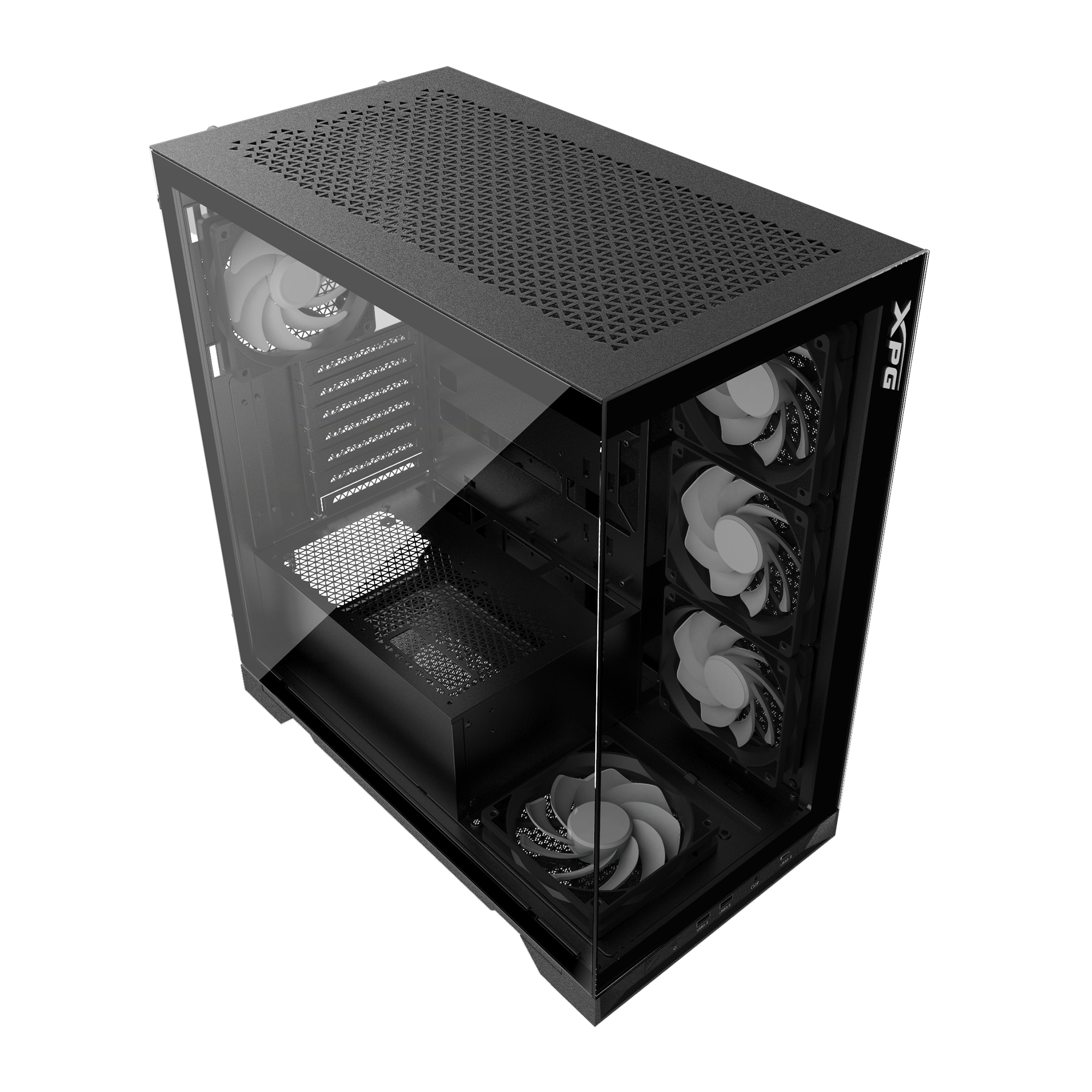 Корпус XPG INVADER X BLACK (INVADERXMT-BKCWW) Mid-Tower Gaming ATX PC Case with Panoramic View, Temp