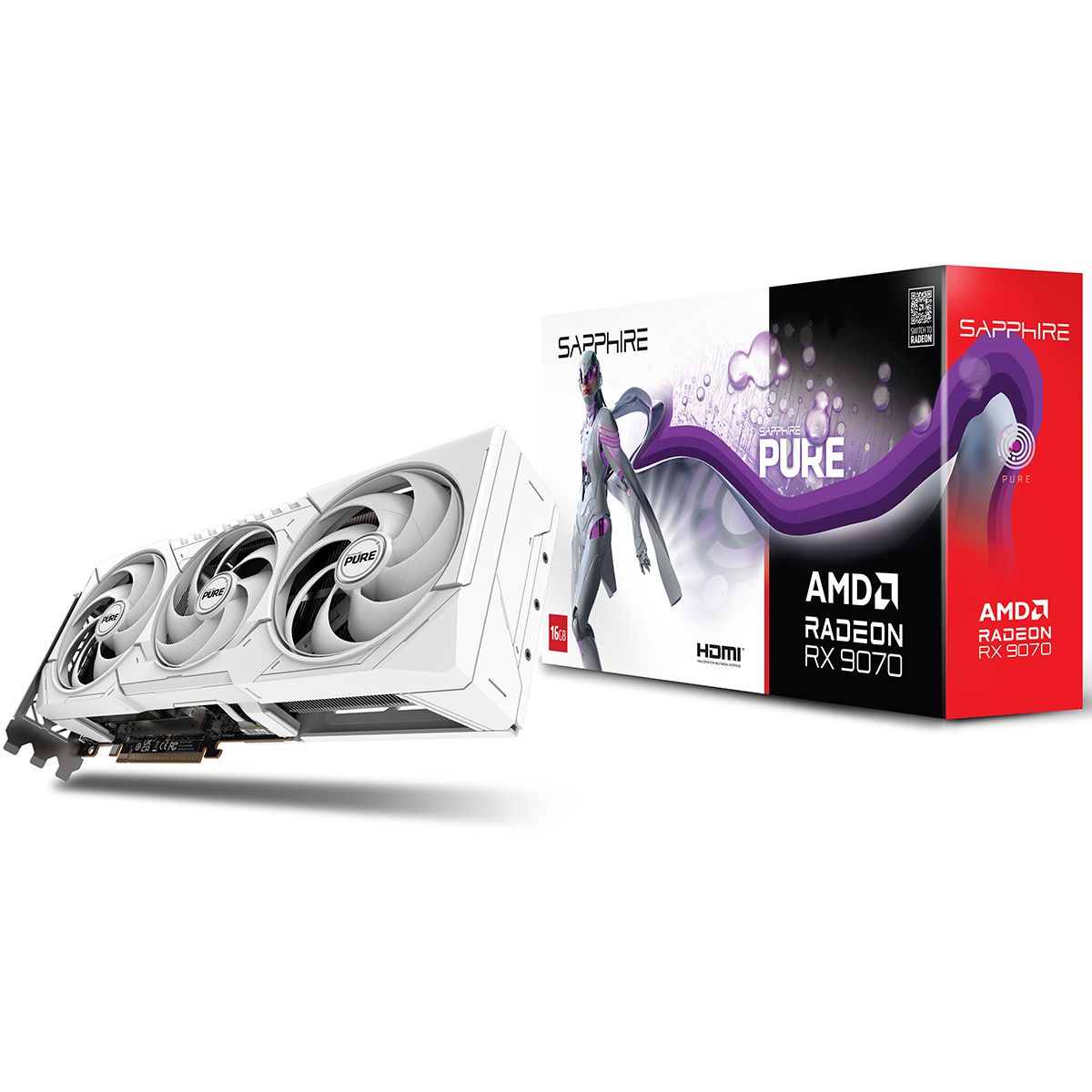 Видеокарта Sapphire PCI-E 5.0 11349-02-20G PURE AMD RADEON RX 9070 OC AMD Radeon RX 9070 16Gb 256bit