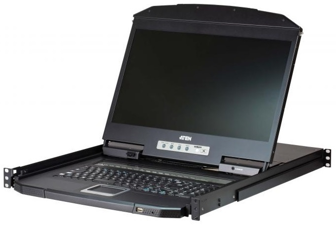 КВМ консоль ATEN 18.5" 8-Port PS/2-USB VGA Single Rail WideScreen LCD KVM Switch