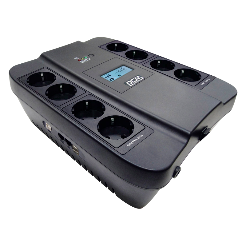 Источник бесперебойного питания Powercom Back-UPS SPIDER, Line-Interactive, LCD, AVR, 900VA/540W, 8x