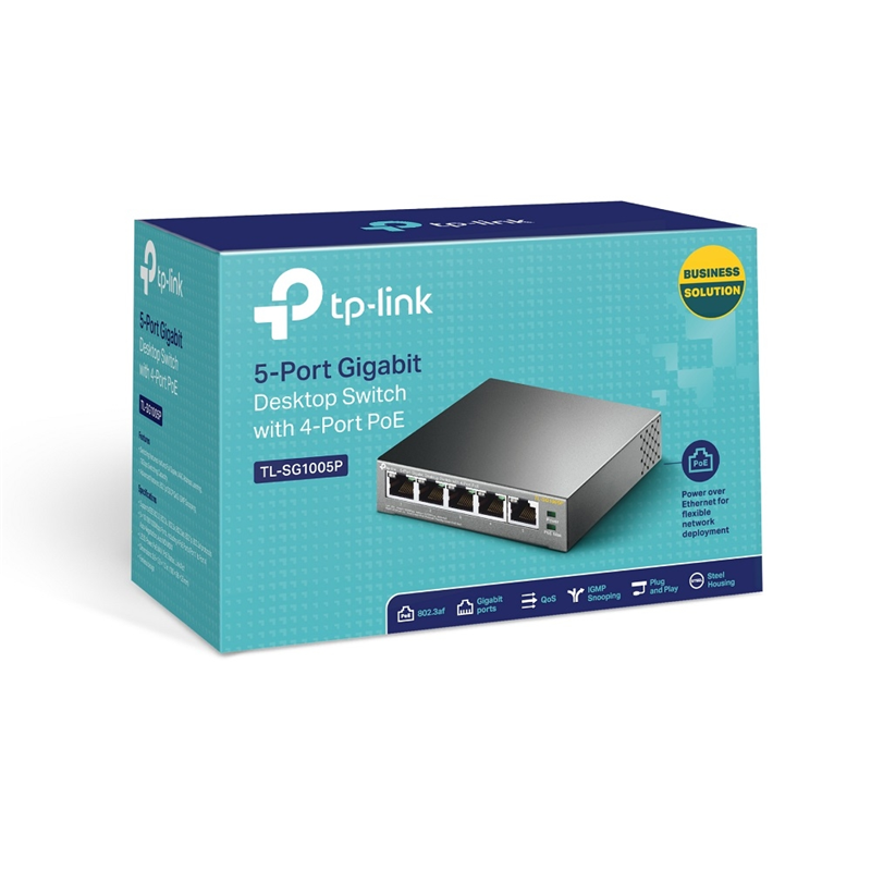 Коммутатор TP-Link TL-SG1005P (L2) 5x1Гбит/с 4PoE+ 65W неуправляемый