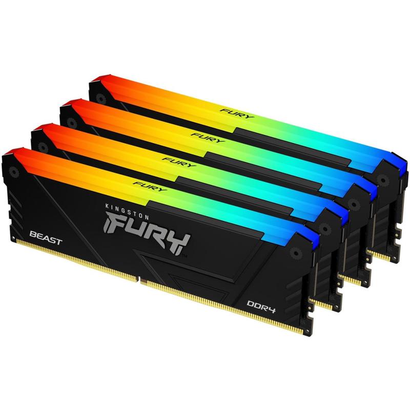 Память DDR4 4x8GB 3200MHz Kingston KF432C16BB2AK4/32 Fury Beast RGB RTL Gaming PC4-25600 CL16 DIMM 2