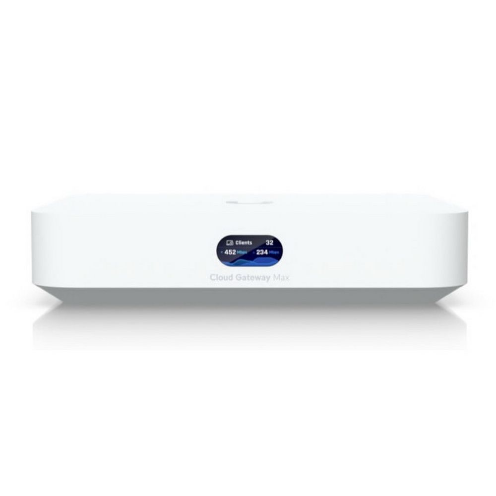 Ubiquiti UniFi Cloud Gateway Max 512GB Маршрутизатор 4 ядра (1,5 ГГц), 4х 2.5G RJ45, 1х 2.5G RJ45, S