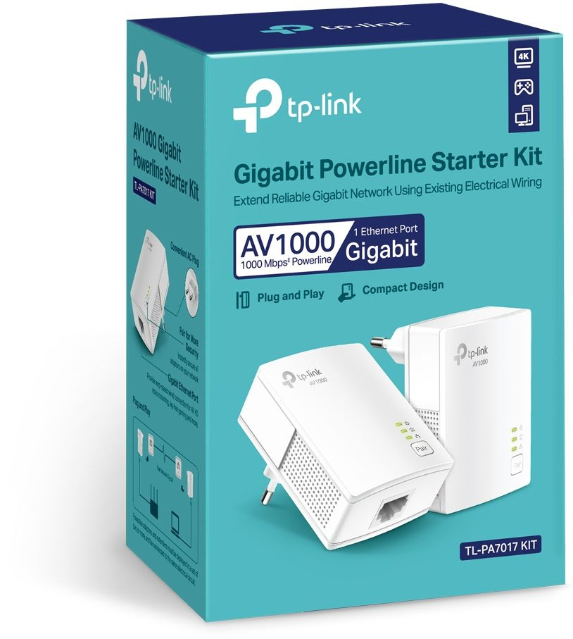 Сетевой адаптер HomePlug AV TP-Link TL-PA7017 KIT AV1000 Gigabit Ethernet (упак.:2шт)