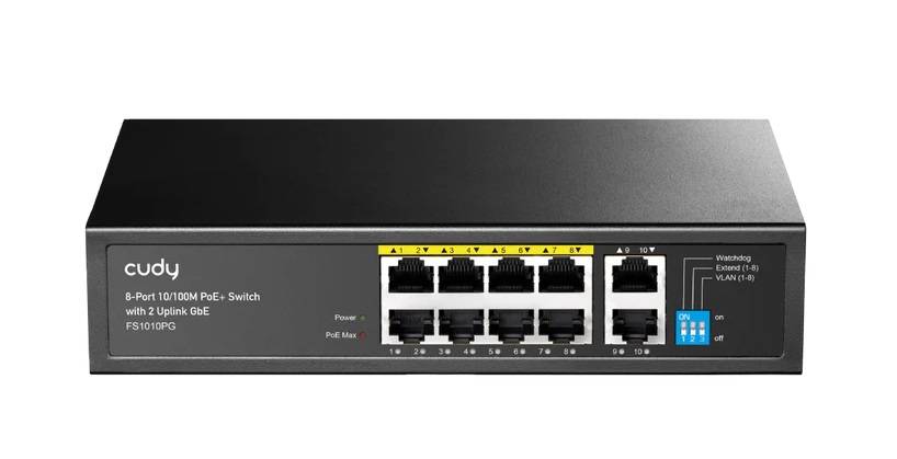 Коммутатор Cudy FS1010PG (L2) 8x100Мбит/с 2x1Гбит/с 8PoE+ 120W неуправляемый