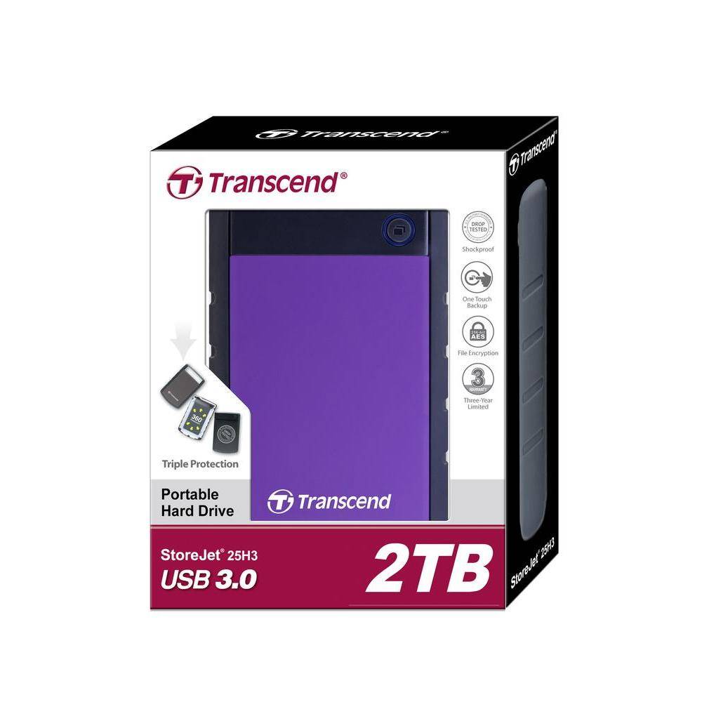 Жесткий диск Transcend USB3.0 2TB TS2TSJ25H3P StoreJet 25H3P (5400rpm) 2.5" фиолетовый