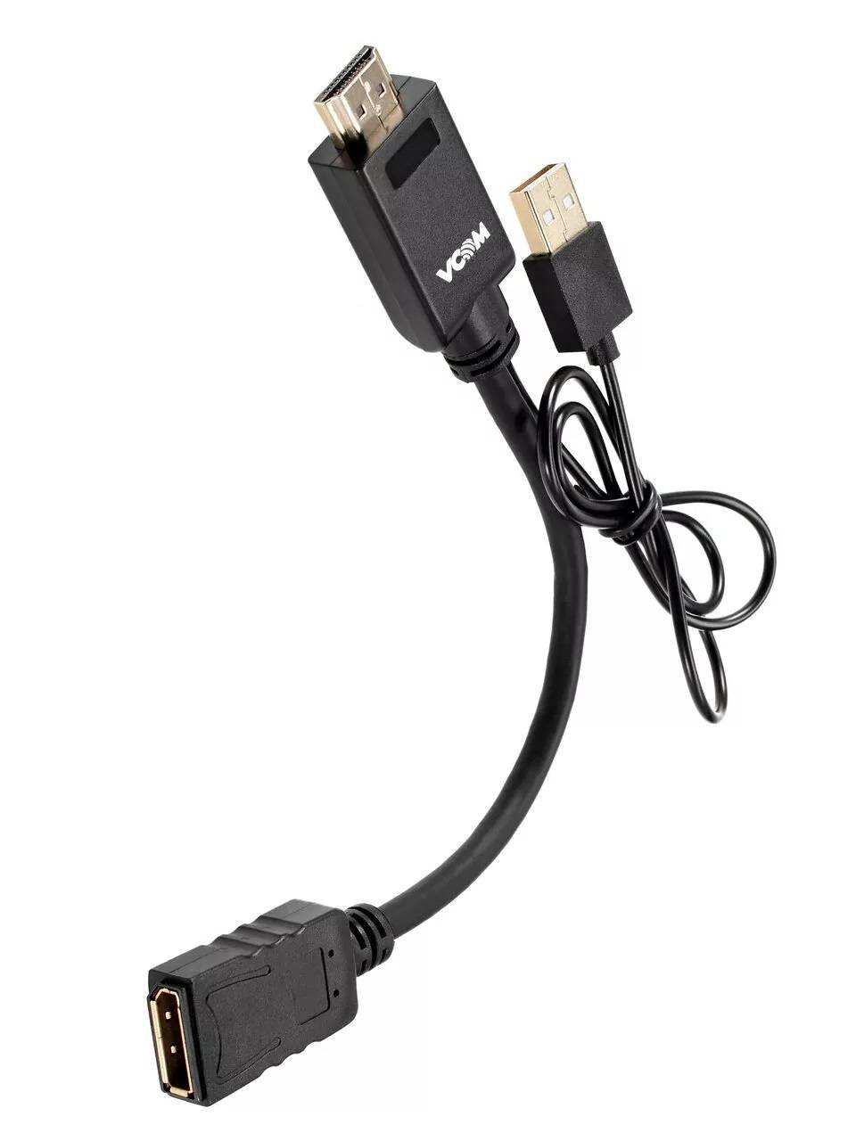 Кабель-переходник VCOM USB Type-A M+HDMI M/DisplayPort F (CG599E-0.15M)