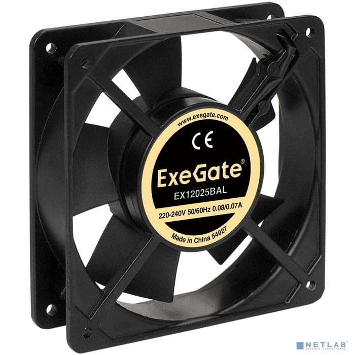 Exegate EX289013RUS Вентилятор 220В ExeGate EX12025BAL (120x120x25 мм, 2-Ball (двойной шарикоподшипн