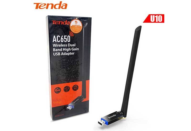 Сетевой адаптер Wi-Fi Tenda U10 AC650 USB 2.0 (ант.внеш.несъем.) 1ант.