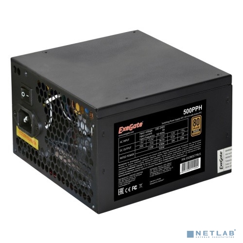 Exegate EX280577RUS-OEM Блок питания 500W Exegate 500PPH-OEM, 80+Bronze, ATX, black, APFC, 12cm, 24p