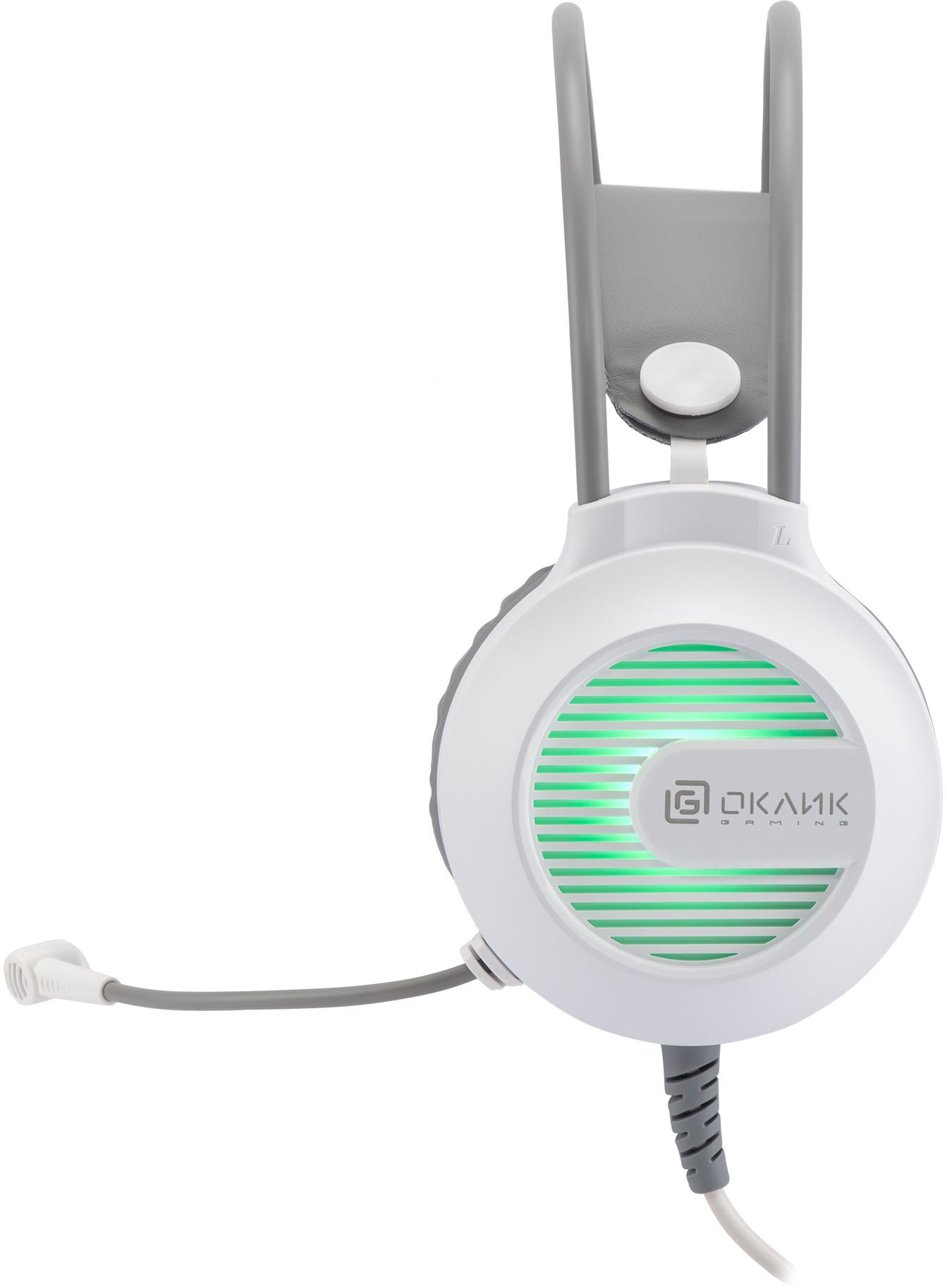 Наушники с микрофоном Оклик HS-L300G белый 2.2м мониторные оголовье (1796952)