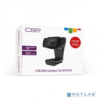 CBR CW 855FHD Black, Веб-камера с матрицей 3 МП, разрешение видео 1920х1080, USB 2.0, встроенный мик