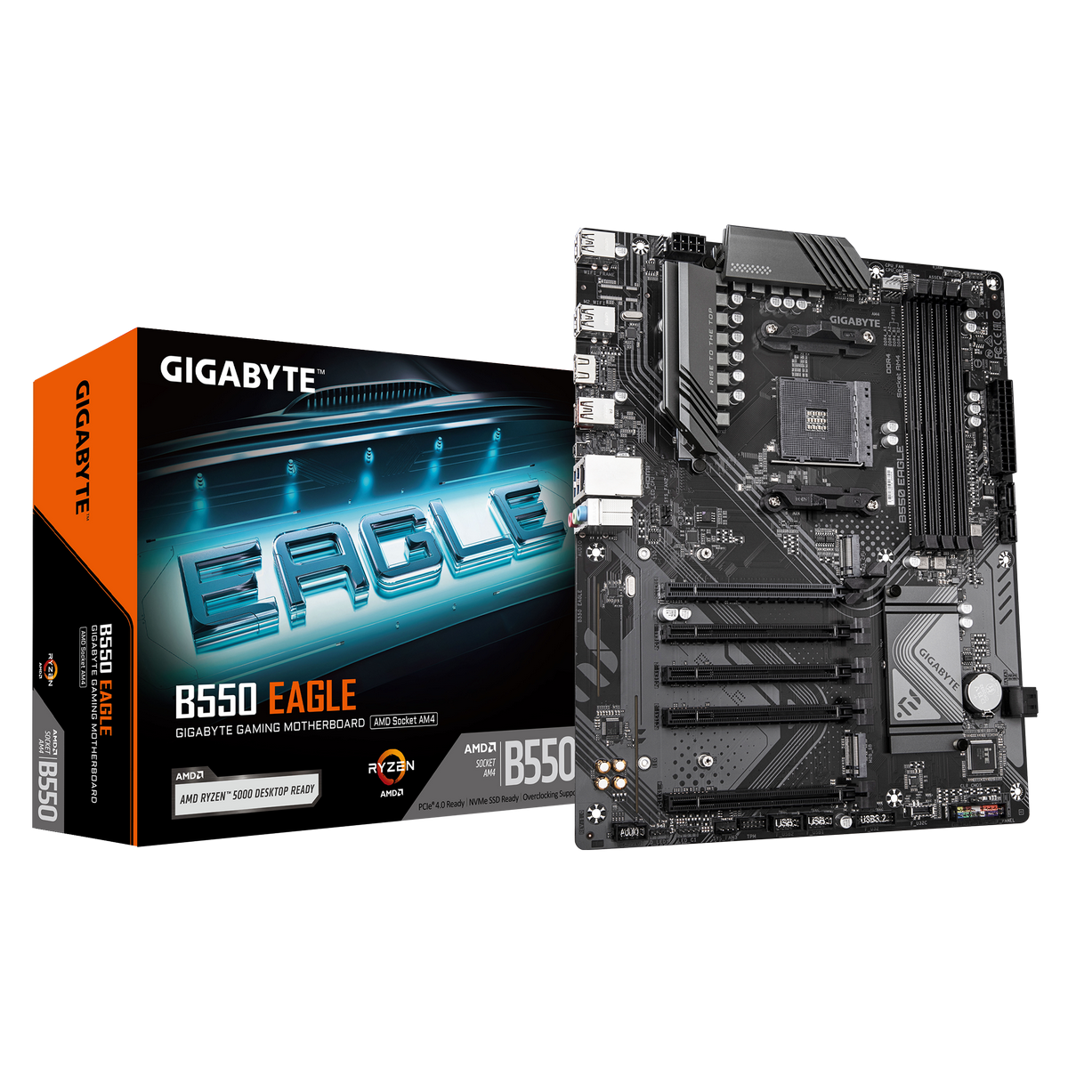 Материнская плата Gigabyte B550 EAGLE Soc-AM4 AMD B550 4xDDR4 ATX AC`97 8ch(7.1) GbLAN RAID+HDMI