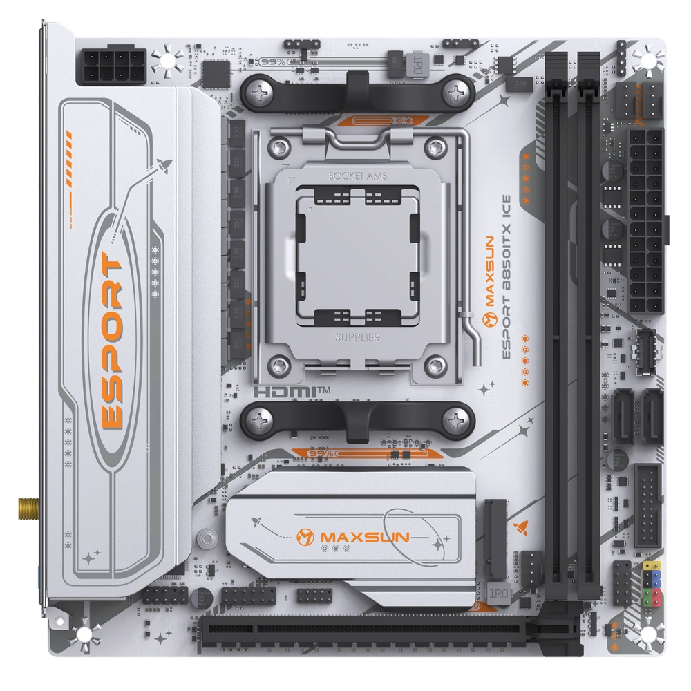 Материнская плата Maxsun MS-eSport B850ITX WIFI ICE B850, AM5, 2*DDR5, 1*PCIEx16, 1*PCIEx1, 2*M.2, 6