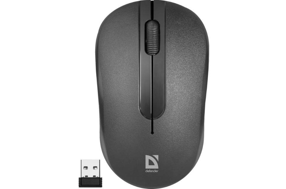 Мышь Defender Hit MM-495 черный оптическая 1600dpi беспров. USB для ноутбука 2but (52495)
