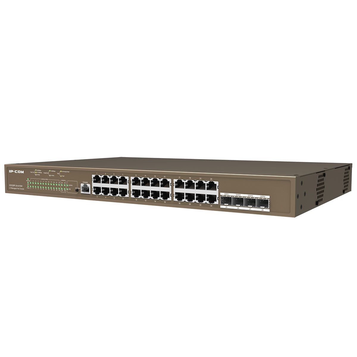 Коммутатор IP-Com G5328P-24-410W (L3) 24x1Гбит/с 4xКомбо(1000BASE-T/SFP) 4SFP 24PoE 370W управляемый