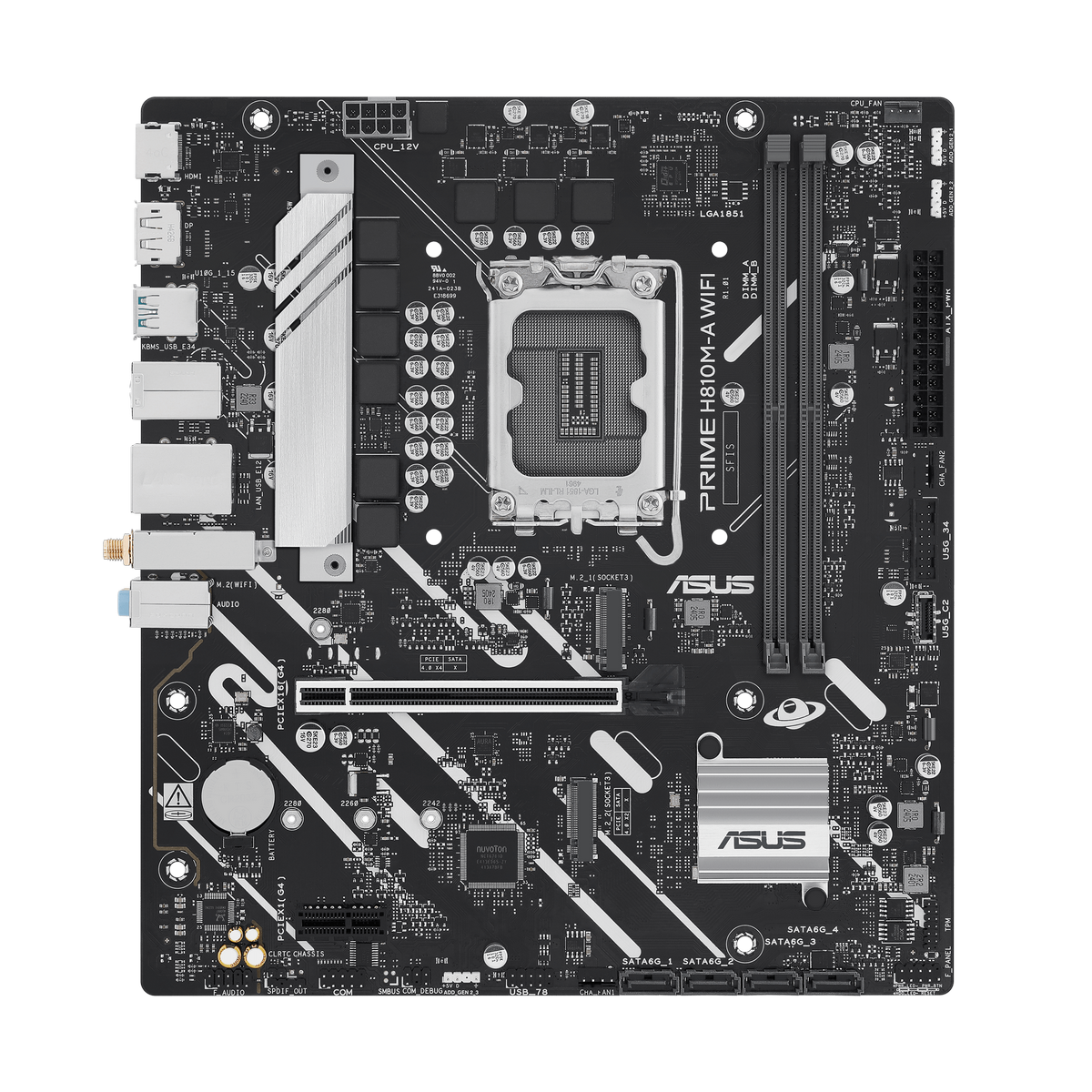 Материнская плата Asus PRIME H810M-A WIFI Soc-1851 Intel H810 2xDDR5 mATX AC`97 8ch(7.1) GbLAN RAID+