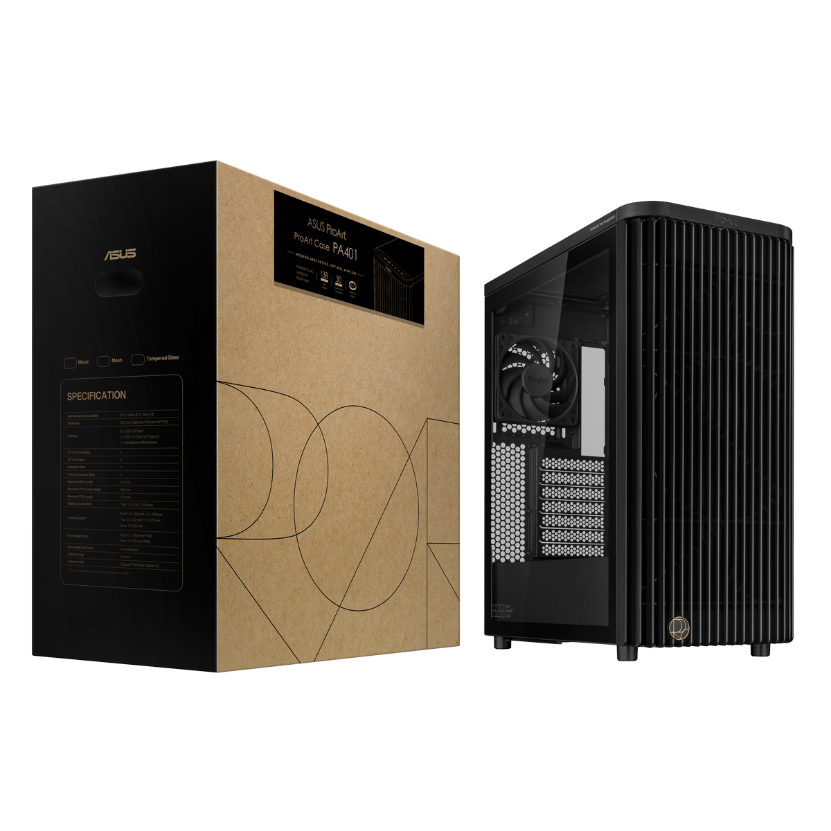 Корпус для ПК ASUS PROART PA401 ABS TG PWM BLACK