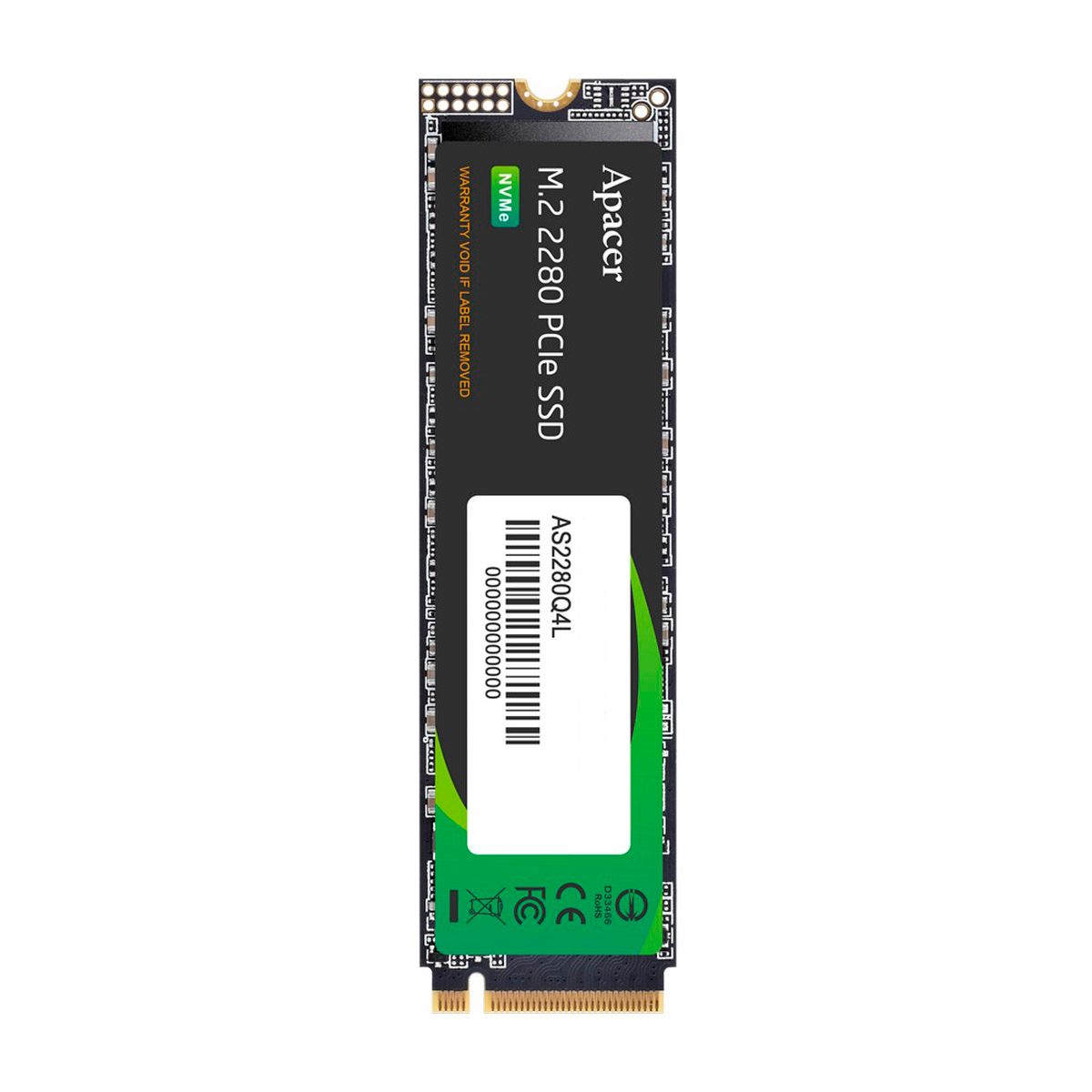 Твердотельный накопитель Apacer SSD AS2280Q4L 512Gb M.2 2280 PCIe Gen4x4, R3600/W3000 Mb/s, 3D NAND,