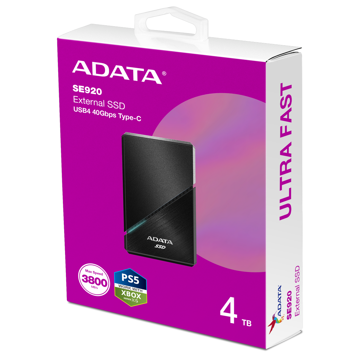 Накопитель SSD A-Data USB-C 4.0 4TB SE920-4TCBK SE920 2.5" черный