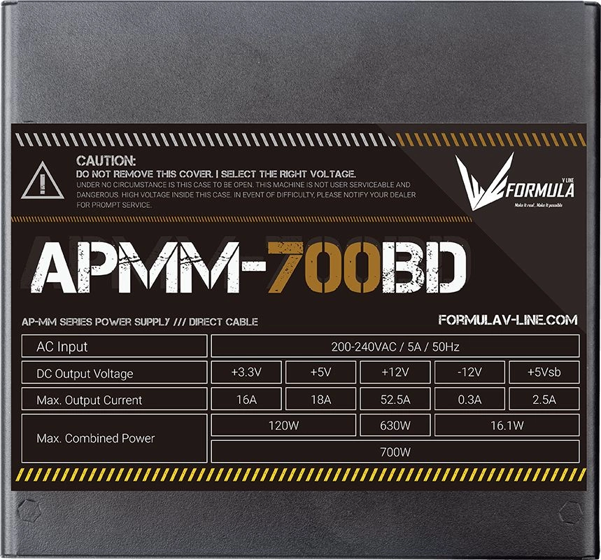 Блок питания Formula ATX 700W APMM-700BD 80+ bronze (20+4pin) APFC 120mm fan 5xSATA RTL