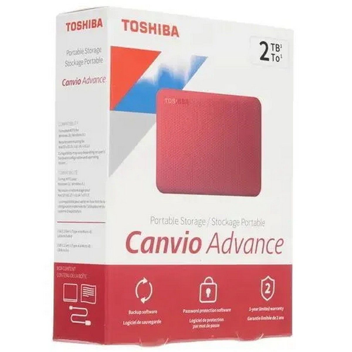 Жесткий диск внешний Toshiba HDTCA20ER3AA/HDTCA20ER3AAU Canvio Advance 2ТБ 2.5" USB 3.0 красный