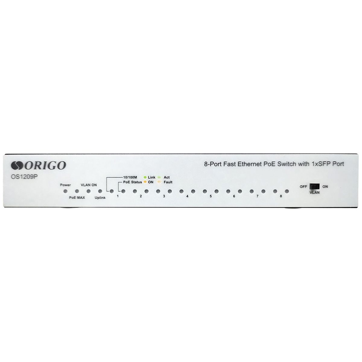 Коммутатор Origo OS1209P/80W OS1209P/80W/A1A (L2) 8x100Мбит/с 1SFP 8PoE 80W неуправляемый