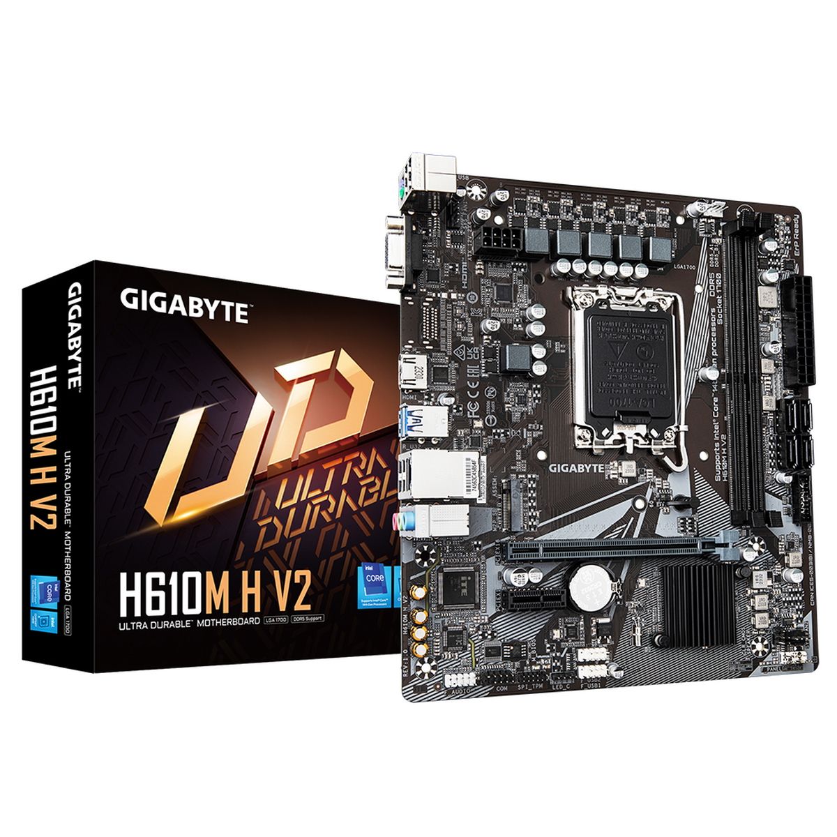 Материнская плата Gigabyte H610M H V2 Soc-1700 Intel H610 2xDDR5 mATX AC`97 8ch(7.1) GbLAN+VGA+HDMI