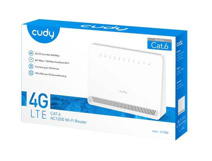 Роутер беспроводной Cudy LT700E AC1200 10/100BASE-TX/4G cat.6 белый