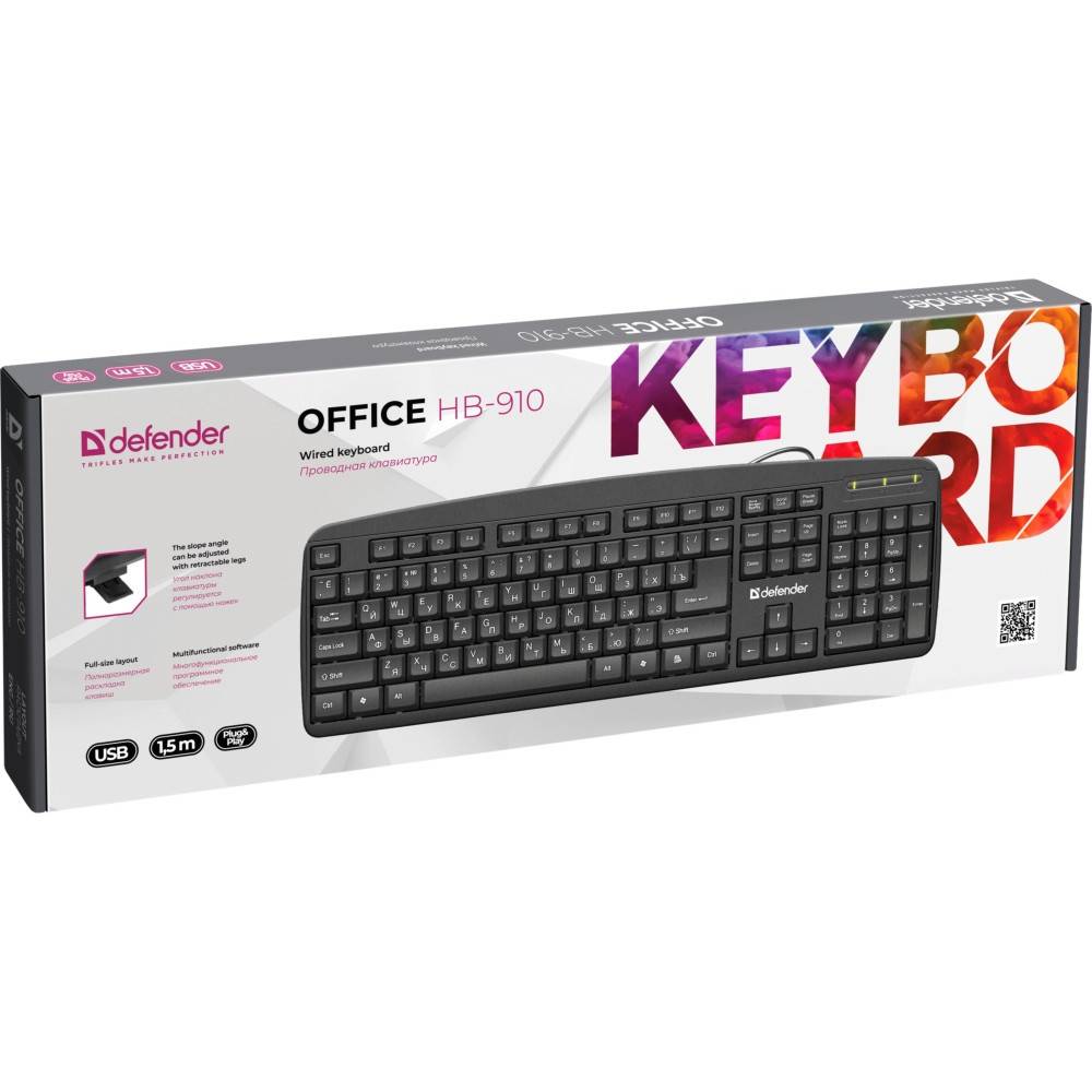 Клавиатура Defender Office HB-910 черный USB