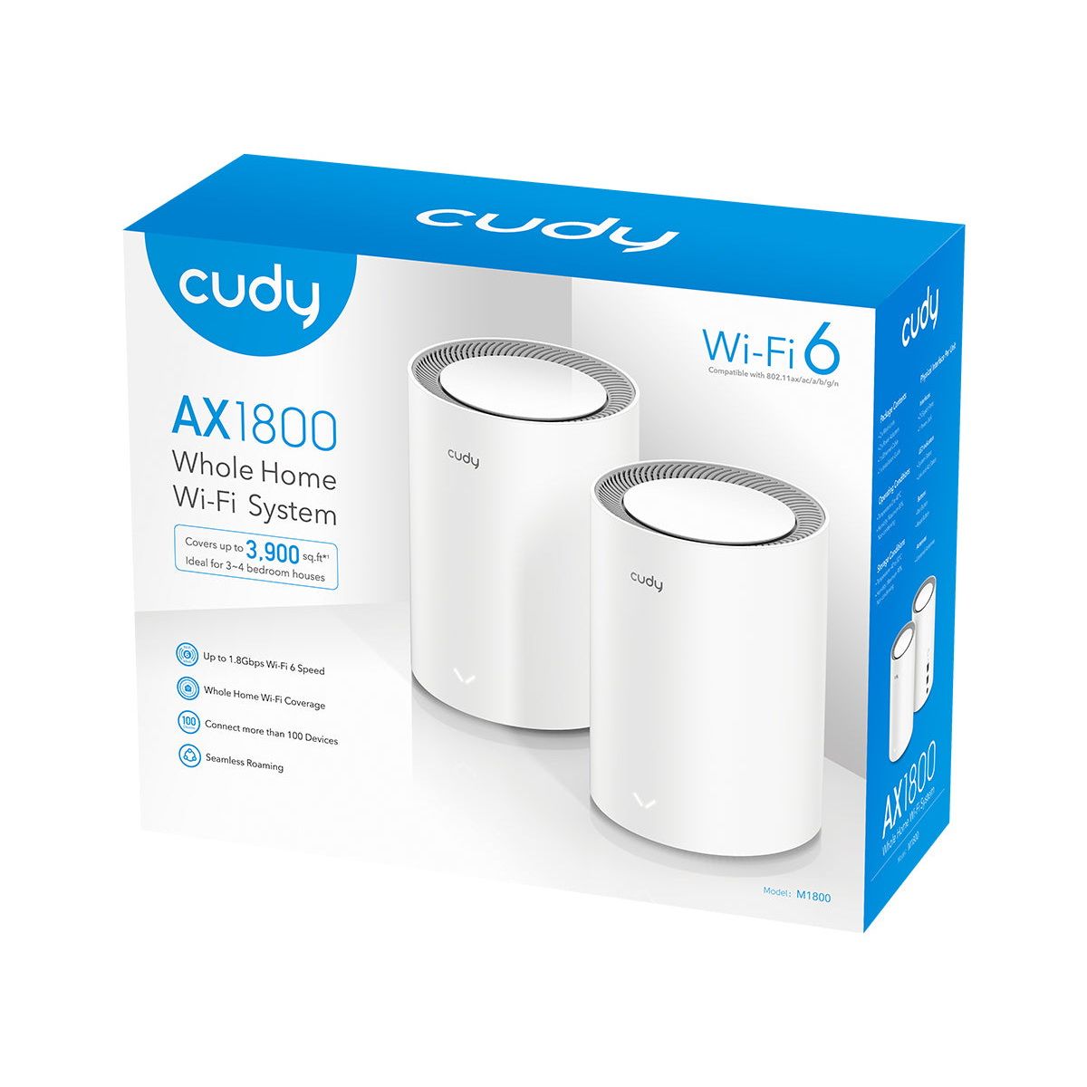 Маршрутизатор CUDY AX1800 Wi-Fi 6 Mesh Solution 2-Pack,Chipset MediaTek, Dual-Band, 802.11ax/ac/a/b/