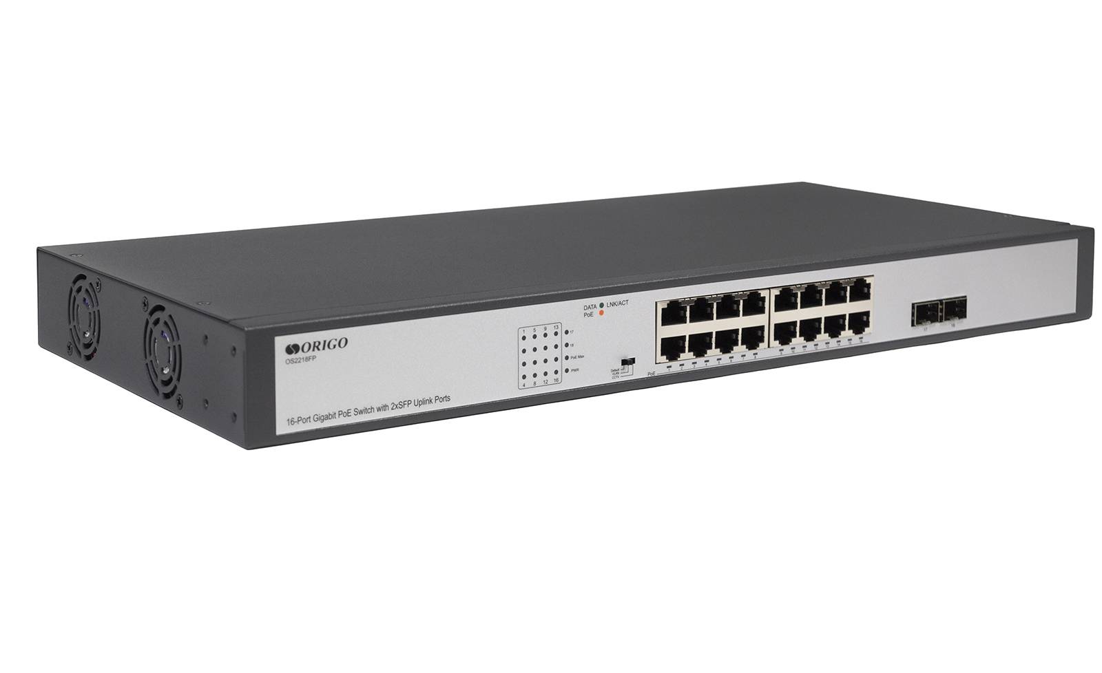 Коммутатор Origo OS2218FP/200W OS2218FP/200W/A1A (L2) 16x1Гбит/с 2SFP 16PoE+ 250W неуправляемый