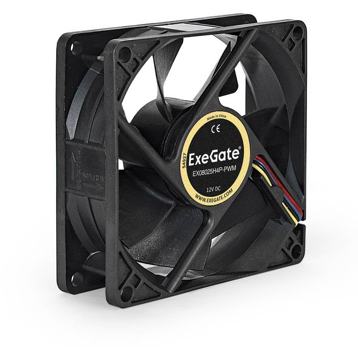 Вентилятор для корпуса Exegate EX283379RUS 80х80x25 черный 4-pin 23дБ OEM