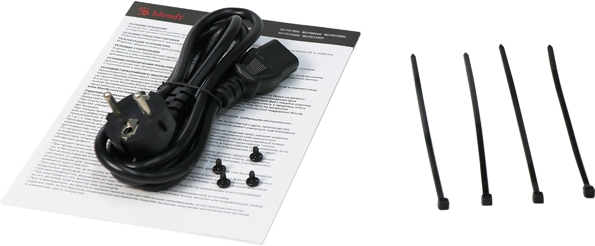 Блок питания Bloody ATX 750W BD-PS750G 80+ gold (20+4pin) APFC 120mm fan 6xSATA Cab Manag RTL