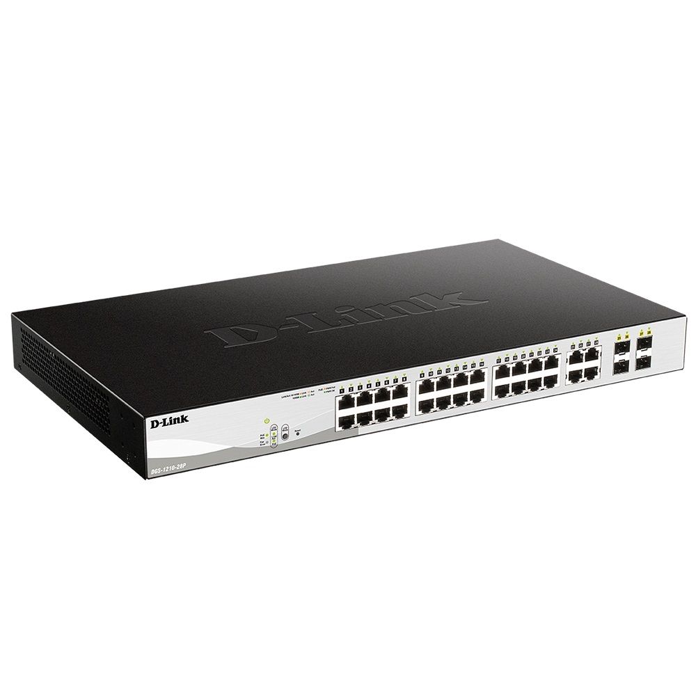 Коммутатор D-Link DGS-1210-28P/FL1A 28x1Гбит/с 4xКомбо(1000BASE-T/SFP) 24PoE 193W управляемый