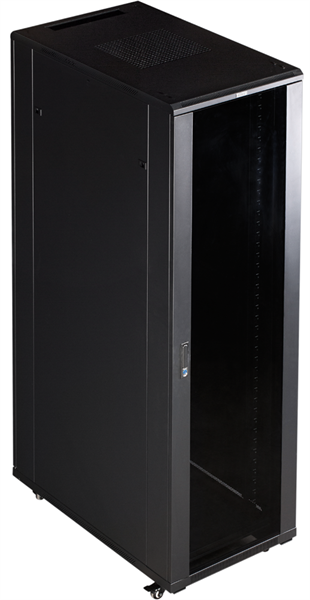 Шкаф Шкаф 19" Business, 37U 600x800, черный, передняя дверь стекло, задняя дверь распашная металл