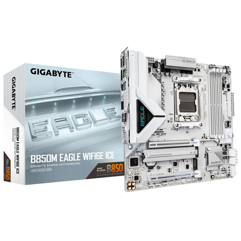 Материнская плата Gigabyte B850M EAGLE WF6E ICE Socket AM5 AMD B850 4xDDR5 mATX AC`97 8ch(7.1) 2.5Gg