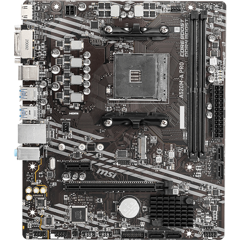Материнская плата MSI A520M-A PRO Soc-AM4 AMD A520 2xDDR4 mATX AC`97 8ch(7.1) GbLAN RAID+DVI+HDMI