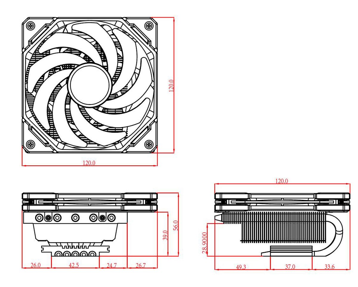 Устройство охлаждения(кулер) ID-Cooling IS-50X V3 Soc-AM5/AM4/1200/1700/1851 черный 4-pin 14-30dB Al