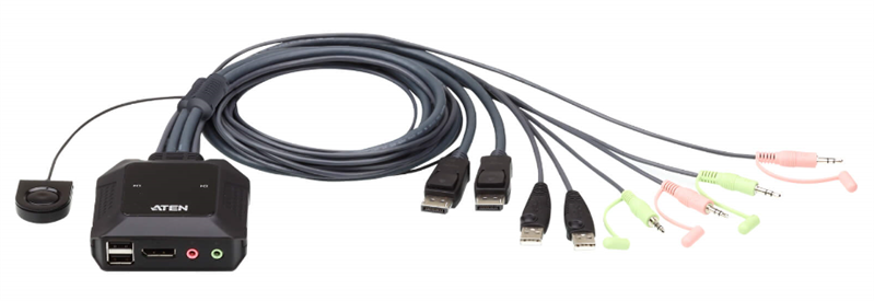 КВМ переключатель ATEN 2-Port USB DisplayPort Cable KVM Switch with Remote Port Selector