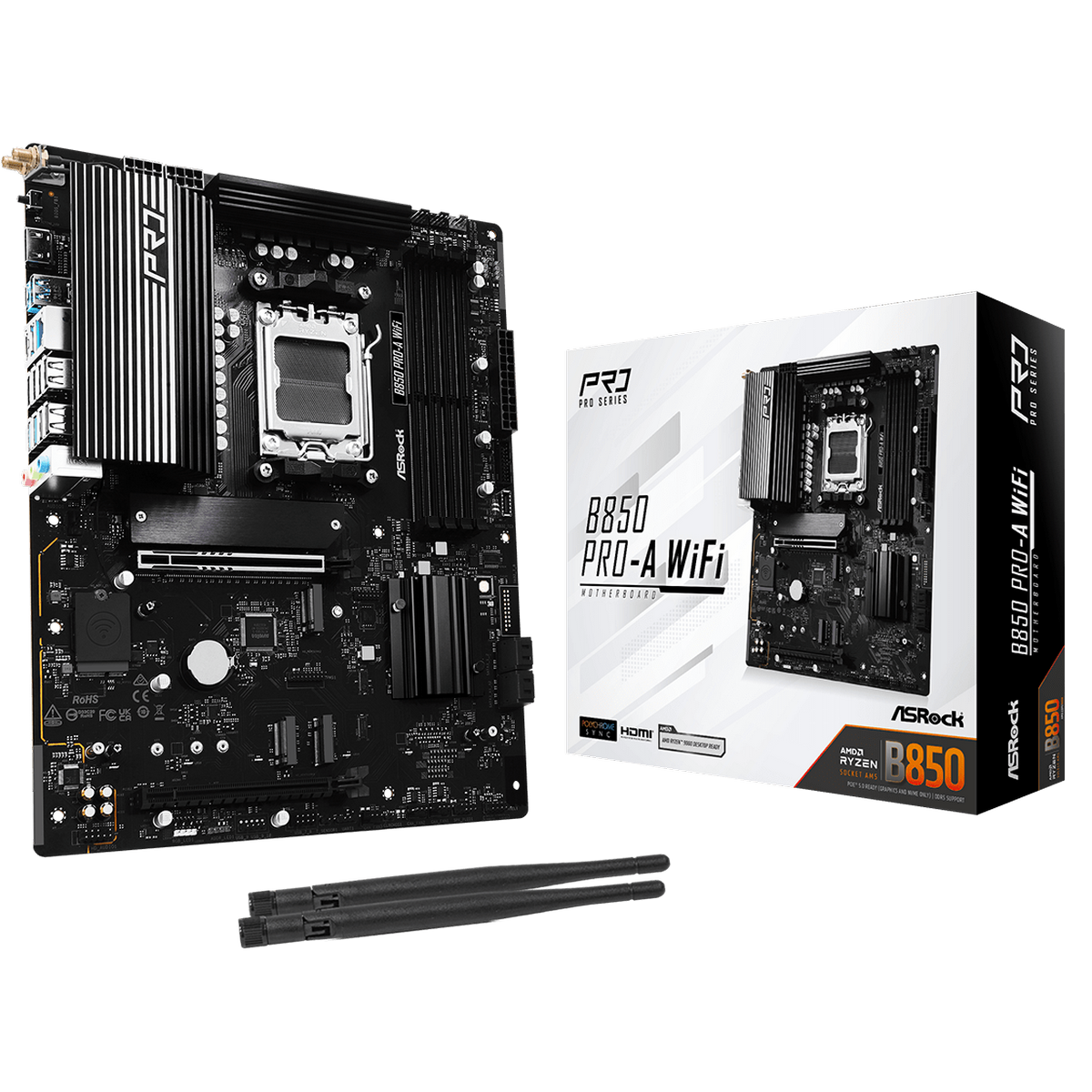 Материнская плата Asrock B850 PRO-A WIFI Socket AM5 AMD B850 4xDDR5 ATX AC`97 8ch(7.1) 2.5Gg RAID+HD