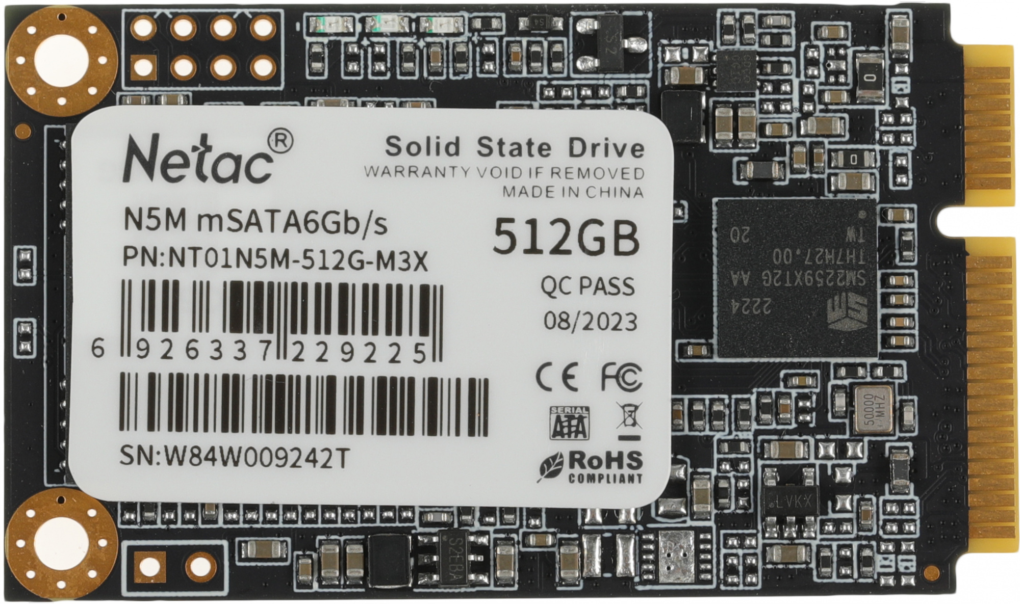 Накопитель SSD Netac SATA-III 512GB NT01N5M-512G-M3X N5M mSATA