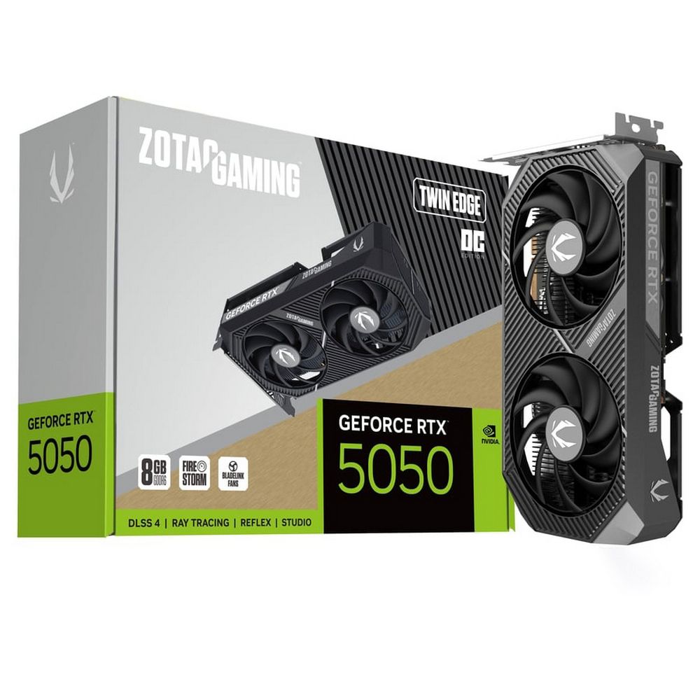 Видеокарта Zotac PCI-E 5.0 RTX 5050 TWIN EDGE OC NVIDIA GeForce RTX 5050 8Gb 128bit GDDR6 2602/20000
