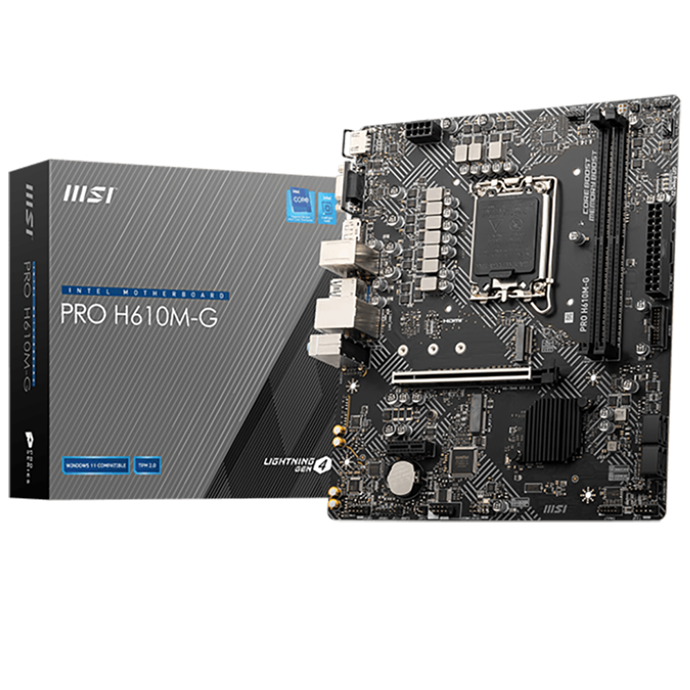Материнская плата MSI PRO H610M-G H610, LGA1700, 2*DDR5, 1*PCIEx16, 1*PCIEx1, 1*M.2, 4*USB3.2Gen1, 6