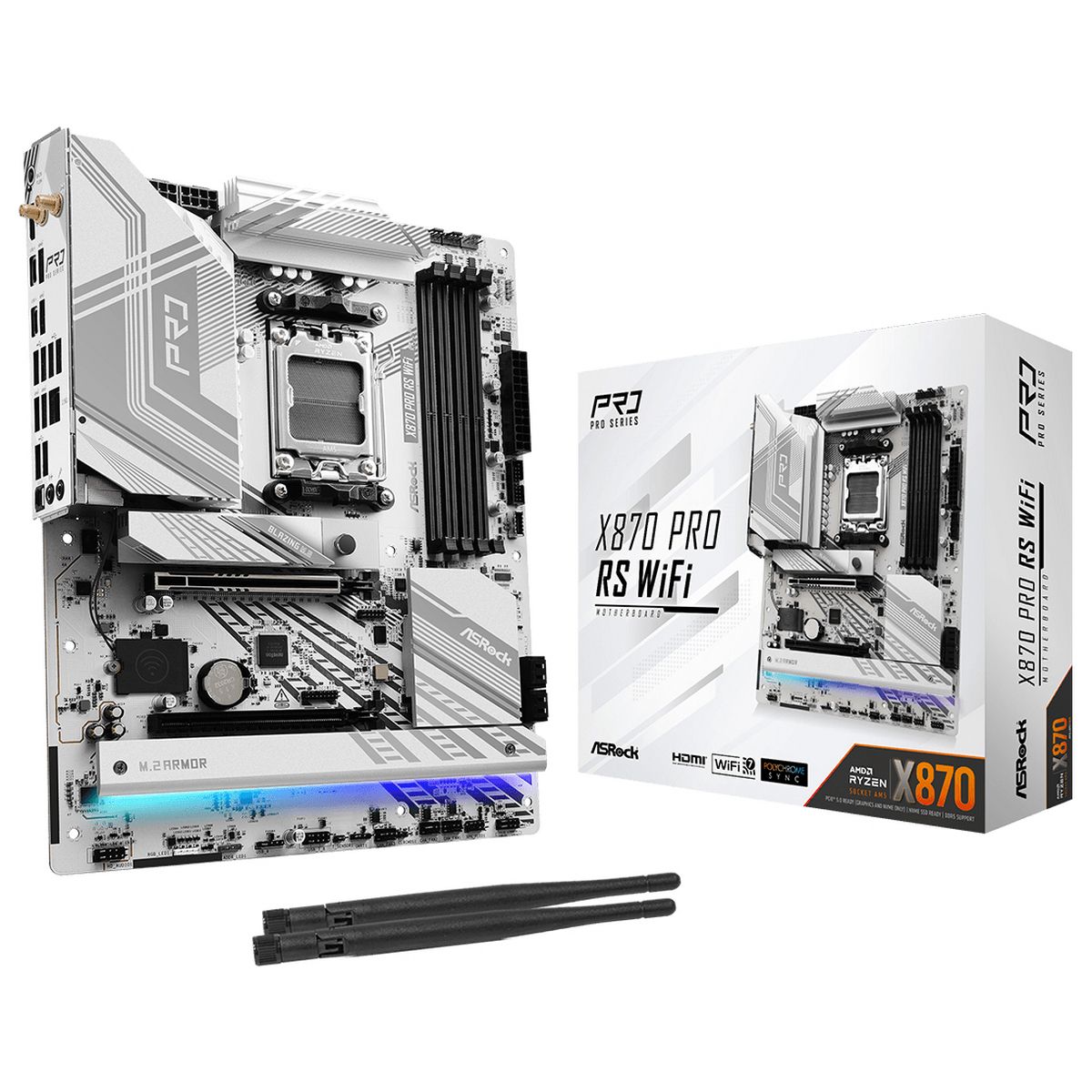 Материнская плата Asrock X870 PRO RS WIFI Socket AM5 AMD X870 4xDDR5 ATX AC`97 8ch(7.1) 2.5Gg RAID+H