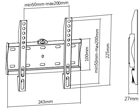 Кронштейн для телевизора Ultramounts UM804F черный 23"-42" макс.30кг настенный фиксированный