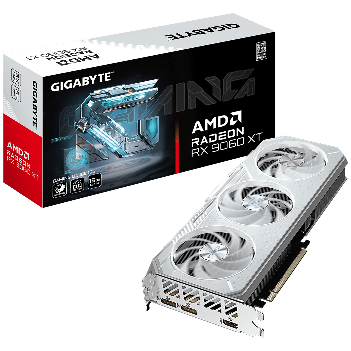 Видеокарта Gigabyte PCI-E 5.0 GV-R906XGAMINGOCICE-16GD AMD Radeon RX 9060XT 16Gb 128bit GDDR6 2780/2