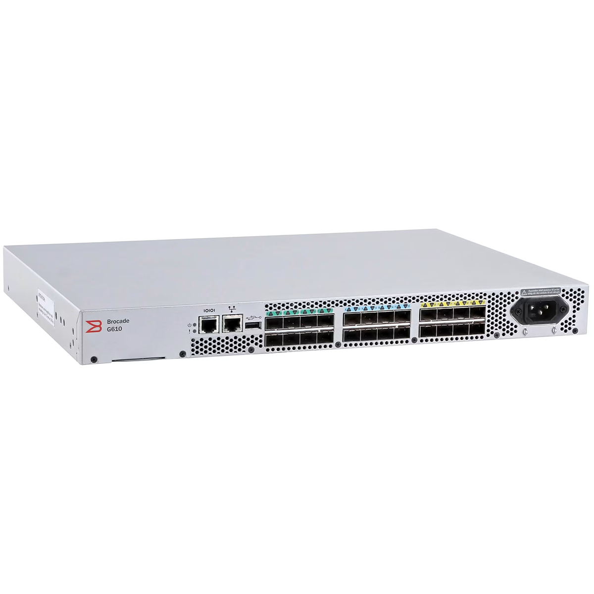 Коммутатор Brocade G610 24-port FC Switch, 8-port licensed, 8x 16Gb SWL SFP+, 1 PS, FOS Notupgradabl